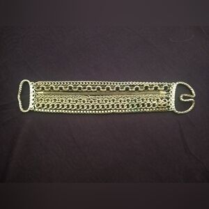 Vintage Gold-Tone Multi-Strand Chain Bracelet With Textured Links